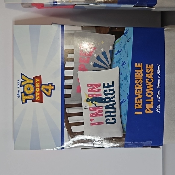 Disney Pixar Toy Story 4 Reversible Pillowcase Set  of 2  Pink White Grey NWT - Picture 2 of 4